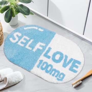 Sulat Cute Bath Mat, Get Naked Bath Mat, Preppy Aesthetic Nonslip Bathroom Decor, Funny Blue Bathroom Rug, Absorbent, Machine Washable Bathroom Rugs, Apartment Essential Decor.