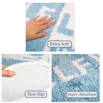 Sulat Cute Bath Mat, Get Naked Bath Mat, Preppy Aesthetic Nonslip Bathroom Decor, Funny Blue Bathroom Rug, Absorbent, Machine Washable Bathroom Rugs, Apartment Essential Decor.
