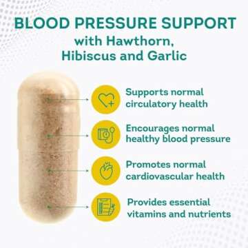 PurePremium Blood Pressure Supplements with Hawthorn Berry, Hibiscus - Nitric Oxide for Normal Blood Pressure Support w/Vitamin B12 - Garlic Supplements for Normal Nitric Oxide - 90 Caps