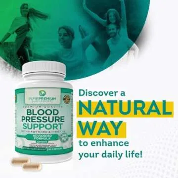 PurePremium Blood Pressure Supplements with Hawthorn Berry, Hibiscus - Nitric Oxide for Normal Blood Pressure Support w/Vitamin B12 - Garlic Supplements for Normal Nitric Oxide - 90 Caps