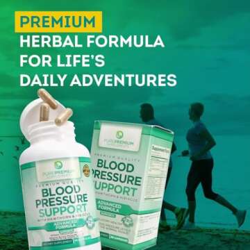 PurePremium Blood Pressure Supplements with Hawthorn Berry, Hibiscus - Nitric Oxide for Normal Blood Pressure Support w/Vitamin B12 - Garlic Supplements for Normal Nitric Oxide - 90 Caps