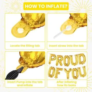 KatchOn, Gold Proud of You Balloons - 16 Inch | Proud of You Banner, Congratulation Balloons for Gold Graduation Decorations Class of 2025 | Gold Graduation Balloons 2025, Congratulations Decorations