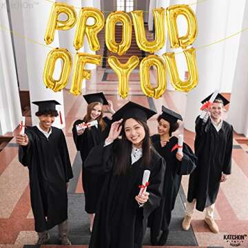 KatchOn, Gold Proud of You Balloons - 16 Inch | Proud of You Banner, Congratulation Balloons for Gold Graduation Decorations Class of 2025 | Gold Graduation Balloons 2025, Congratulations Decorations