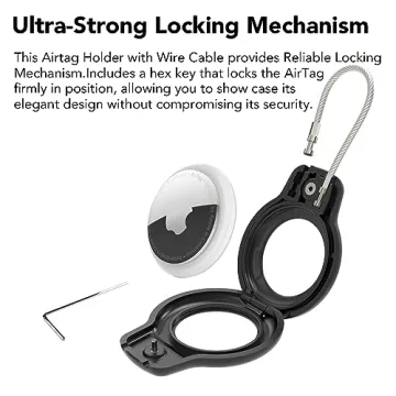 SPGUARD AirTag Secure Holder with Wire Cable - 4 Pack