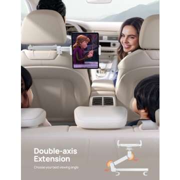 Aomiker iPad Holder Car Headrest - [Stretchable Arm] 2025 Adjustable Tablet Mount for Car Backseat, ...