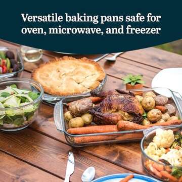 Libbey Baker’s Basics 5 Piece Glass Baking Dish Set with 1 Lid, Stackable, Clear Versatile Cassero...