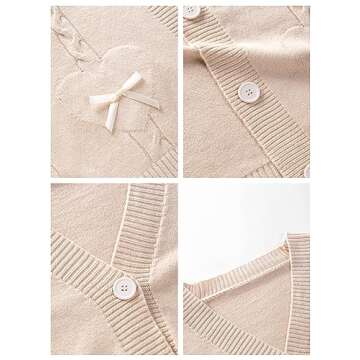Japan Harajuku Kawaii Pink Knitted Cardigan Women's V-Neck Sweater Cute Bow Heart Korean JK School Uniform Jacket