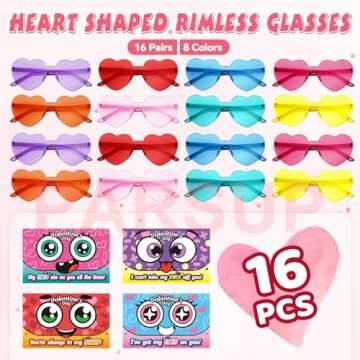 PARSUP Valentine's Day Cards & Heart Glasses for Kids