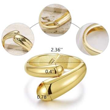 Gold Cuff Bangle Bracelets For Women Gold Polished Thick Waterdrop Bangle Statement Bracelets Chunky Jewelry for Women