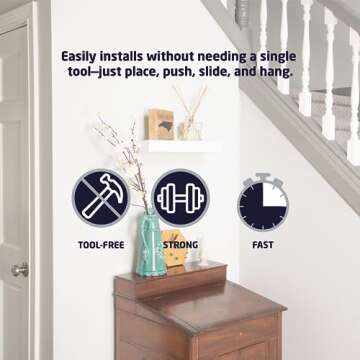 HIGH & MIGHTY Floating Shelf with Easy Tool-Free Installation