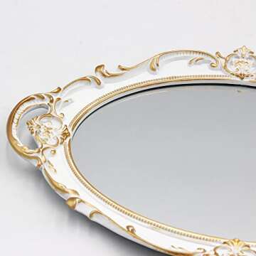 Eaoundm 14.5 x 10 inchs Oval Antique Decorative Wall Mirror Vintage Hanging Mirror (White)