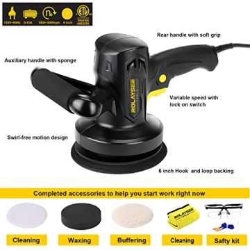 Rolaysee 6 Inch Car Buffer Polisher Kit for Home Use