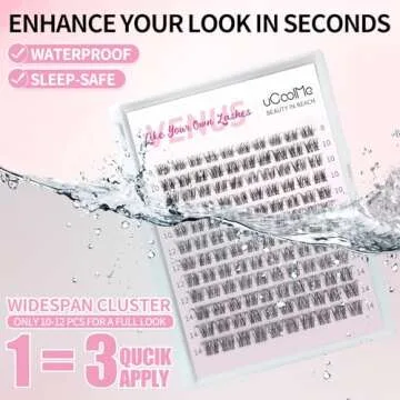 Venus Lash Clusters Kit Short 8-14mm - 120PCS D Curl Natural Wispy Lashes with Bond, Seal, and Remov...