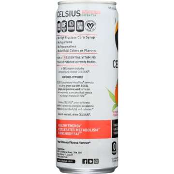 Celsius Celsius - Peach Mango Green Tea, 12 - 12 fl oz (355mL) Cans