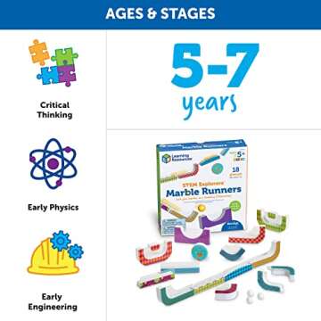 Learning Resources STEM Explorers Marble Runners - 18 Pieces, Ages 5+ STEM Toys and Activities for Kids, Brain Teaser Toys and Games, Kindergarten Games