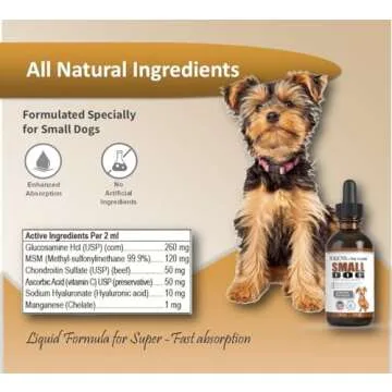 NODENS Small Dog Hip and Joint Liquid Glucosamine for Dogs with Chondroitin – Small Dog Joint Supplement for Natural Dog Pain Relief Anti-inflammatory for Improved Joint Flexibility and Mobility 59ml