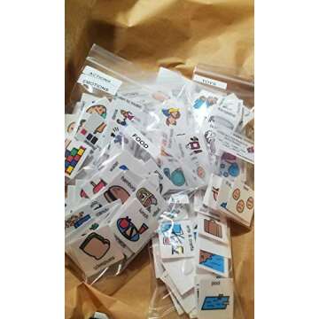 Smile4Autism Small 1.5"x1.5" Loose Visual Picture Cards, Receptive and Expressive Language, Speech Articulation Therapy, ASD, ADD, ADHD, Apraxia, & Stroke Patients. (Cartoon Icons 162 Pcs, Laminate)