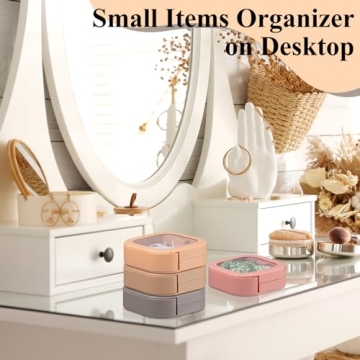 Kathfly 4 Pcs Multicolor Hair Tie Organizer Portable Hair Accessory Storage Containers Stackable Hair Tie Bobby Pin Holder Home Cotton Swab Dispenser Hair Accessories Jewelry Organizer Box