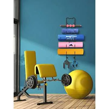 Elbourn Towel Rack Wall Mounted Metal Wine Rack Washcloths Bathrobe Storage Shelf Organizer Hand Towels Holder for Bathroom Cloakroom - Black