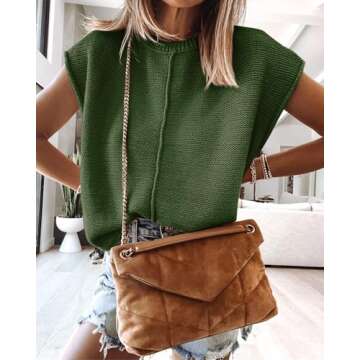 Seiciviy Womens Cap Sleeve Tops 2025 Trendy Tank Top Loose Knit Sweater Vests Cute Shirts Outfits Sp...