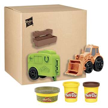 Play-Doh Wheels Tractor Farm Truck Toy for Kids 3 Years and Up with Horse Trailer Mold and 3 Cans of...
