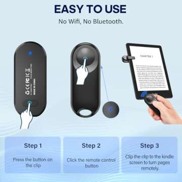 Oresoc RF Remote Control Page Turner for Kindle Paperwhite,Kindle Accessories Remote Photo and Video for E-Book iPhone iPad Android Tablets Reading Novels Comics Remote Control Extenders(Black)