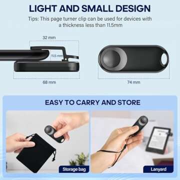 Oresoc RF Remote Control Page Turner for Kindle Paperwhite,Kindle Accessories Remote Photo and Video for E-Book iPhone iPad Android Tablets Reading Novels Comics Remote Control Extenders(Black)