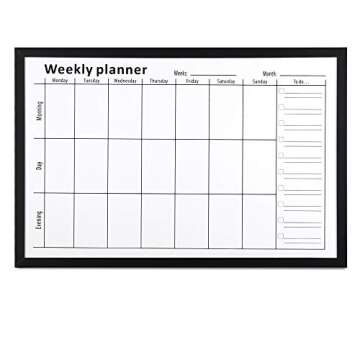 Navaris Weekly Planner White Board - 16" x 24" Magnetic Dry Erase Whiteboard Calendar with 7-Day Week Plan for Wall - Includes Markers and Magnets