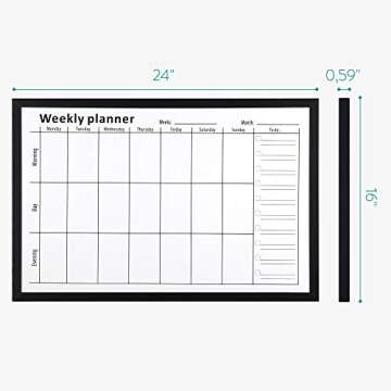 Navaris Weekly Planner White Board - 16" x 24" Magnetic Dry Erase Whiteboard Calendar with 7-Day Week Plan for Wall - Includes Markers and Magnets