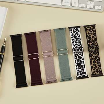 Stretchy Nylon Solo Loop Bands for Apple Watch - 6-Pack