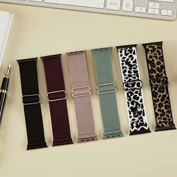 Stretchy Nylon Solo Loop Bands for Apple Watch - 6-Pack