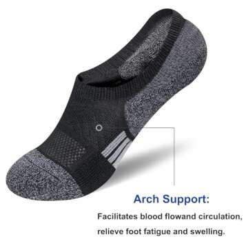 Womens No Show Thick Cushioned Anti-blister Moisture Wicking Athletic Running Socks 5 Pairs