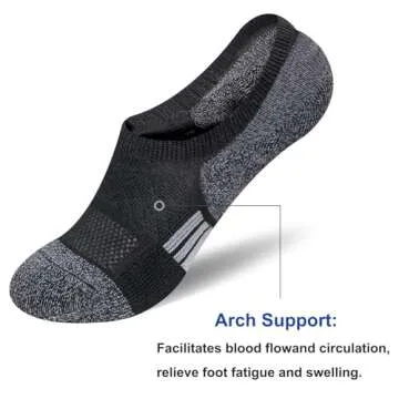 Womens No Show Thick Cushioned Anti-blister Moisture Wicking Athletic Running Socks 5 Pairs