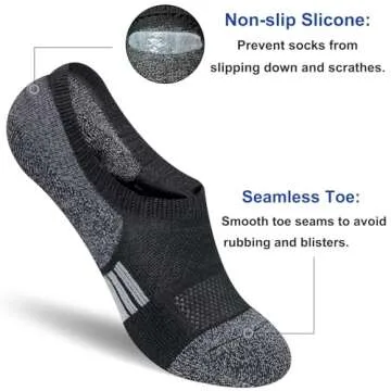 Womens Cushioned No Show Running Socks - 5 Pairs