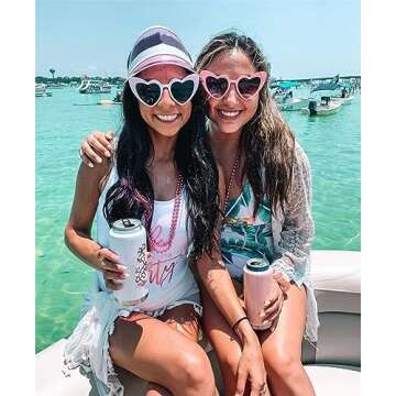 GIFIORE Heart Sunglasses Vintage Retro Oversized Cat Eye Heart Shaped Sun Glasses (Pink Frame/Grey L...