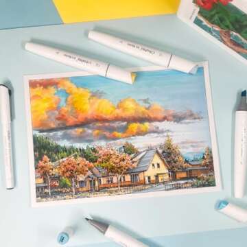 Ohuhu Alcohol Markers Double Tipped Slim Broad and Fine Art Marker for Artists Adult Coloring Drawing Landscape Sketch - 60 Colors Kaala Markers Refillable Art Pen Gift