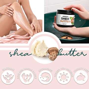 Premium Nature Organic Shea Butter - Pure & Raw Virgin Unrefined Body Butter - Dry Skin Care, Scar &...