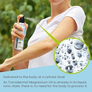 Pure Magnesium Oil Spray 8oz - Topical Magnesium Spray for Sleep Extra Strength - Less Sting - Less Itch - 100% Natural and Organic Oil - Made in USA