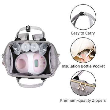 GOGOSO Breast Pump Bag - Lunch Bags Breastmilk Cooler Backpack Breastfeeding Mom Gray