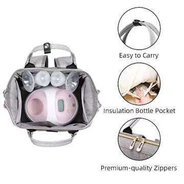 GOGOSO Breast Pump Bag - Lunch Bags Breastmilk Cooler Backpack Breastfeeding Mom Gray