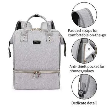 GOGOSO Breast Pump Bag - Lunch Bags Breastmilk Cooler Backpack Breastfeeding Mom Gray