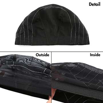 Bella Hair Mesh Dome Wig Cap with Guideline Map for Making Wigs, Perfect for Beginner Sewing 5x5 Lace Closure, Stretchable Hairnet with Wide Elastic Band (Medium, Black)