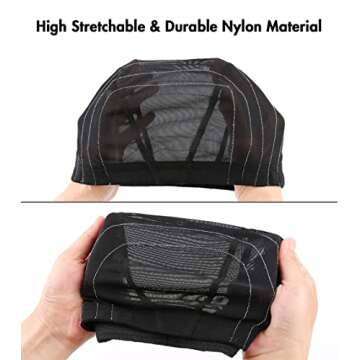 Bella Hair Mesh Dome Wig Cap with Guideline Map for Making Wigs, Perfect for Beginner Sewing 5x5 Lace Closure, Stretchable Hairnet with Wide Elastic Band (Medium, Black)