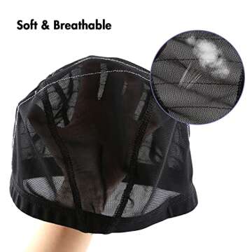 Bella Hair Mesh Dome Wig Cap with Guideline Map for Making Wigs, Perfect for Beginner Sewing 5x5 Lace Closure, Stretchable Hairnet with Wide Elastic Band (Medium, Black)