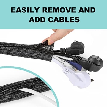 AGPTEK 10ft Cable Sleeve - Pet Proof Cord Organizer