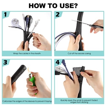 AGPTEK 10ft Cable Sleeve - Pet Proof Cord Organizer