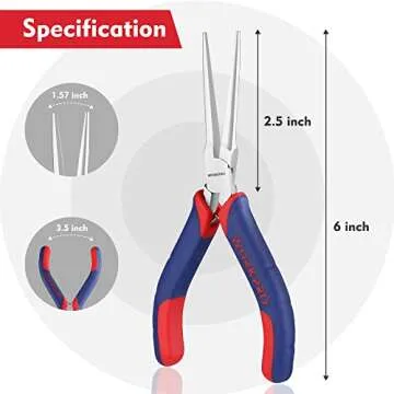 WORKPRO 6" Needle Nose Pliers, Mini Long Nose Pliers with Comfort Grip Handles, Jewelry Pliers for Wire Wrapping, Crafts, Jewelry Making Supplies