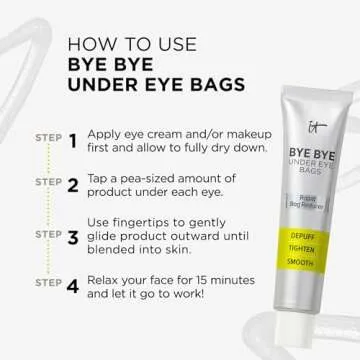 IT Cosmetics Bye Bye Under Eye Bags Treatment For Women & Men – Temporary Undereye Bag Reducer & Under Eye Corrector Depuffs, Tightens, Smooths & Reduces Look of Wrinkles & Fine Lines - 0.5 Fl. Oz