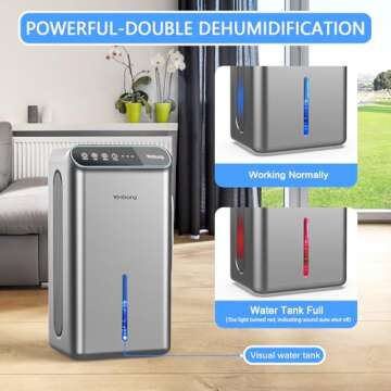 Compact 85 OZ Dehumidifier for Home 800 sq ft Quiet Performance
