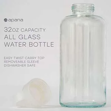 Eco-Friendly Apana Yoga Glass Water Bottles 19 Oz and 32 Oz